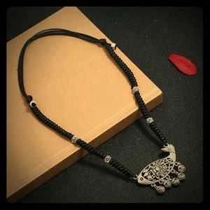 Plants And Animal Pattern Silver Short Necklace